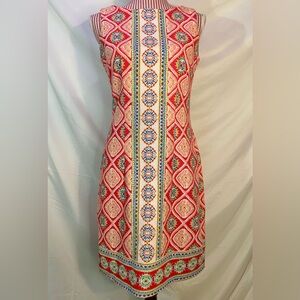 R&K Colorful Retro 60s Style Geometric Mandala Pattern Sleeveless Dress Size 4